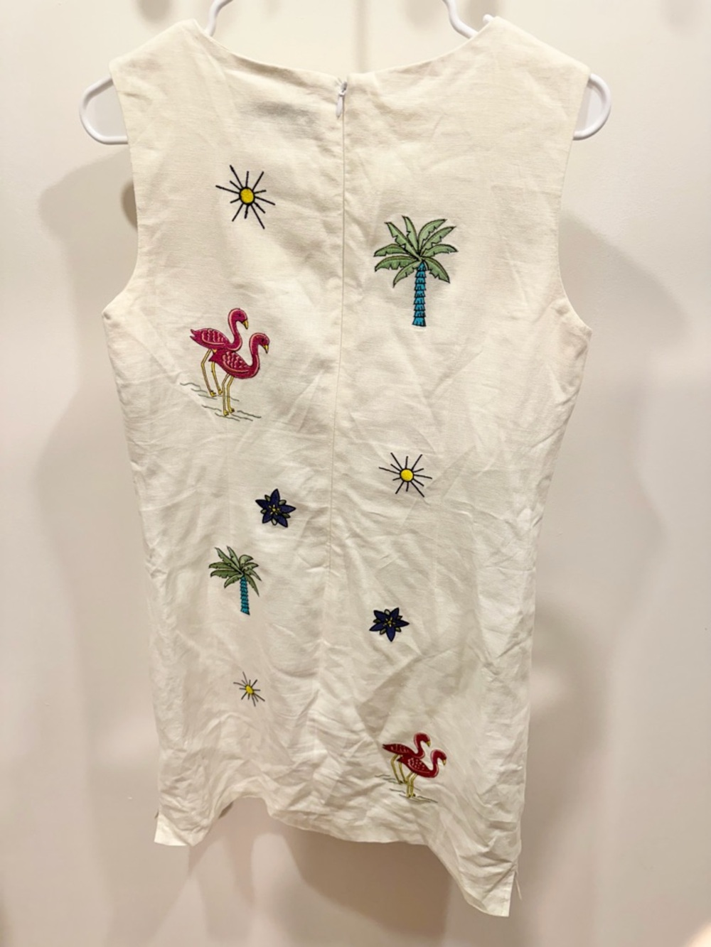 VINTAGE VICTORIA HOLLEY Tropical Linen Embroidered Dress - Picture 5 of 5
